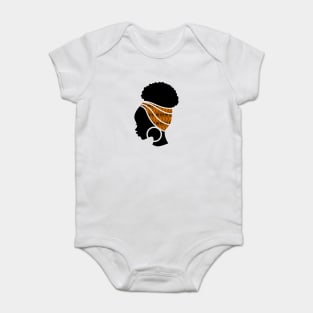 Afro Hair Woman with African Pattern Headwrap Baby Bodysuit